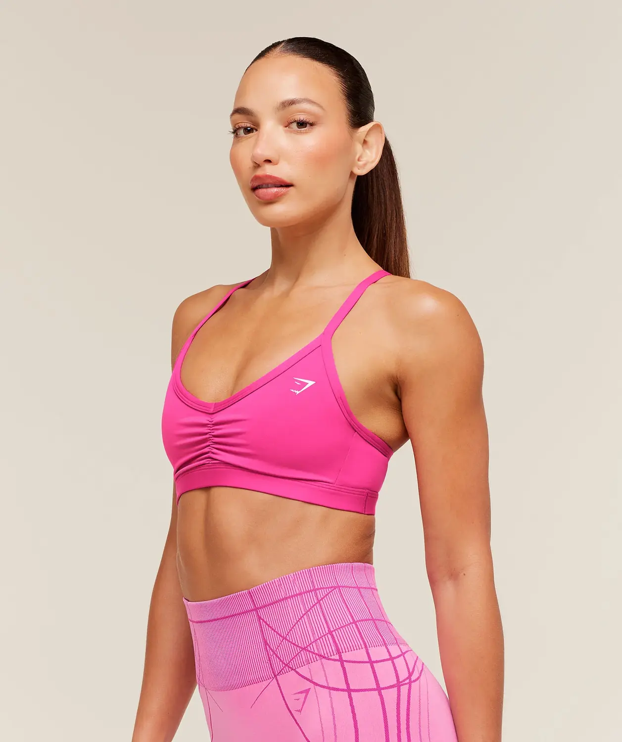 Ruched Strappy Sports Bra Light Support - Image 3